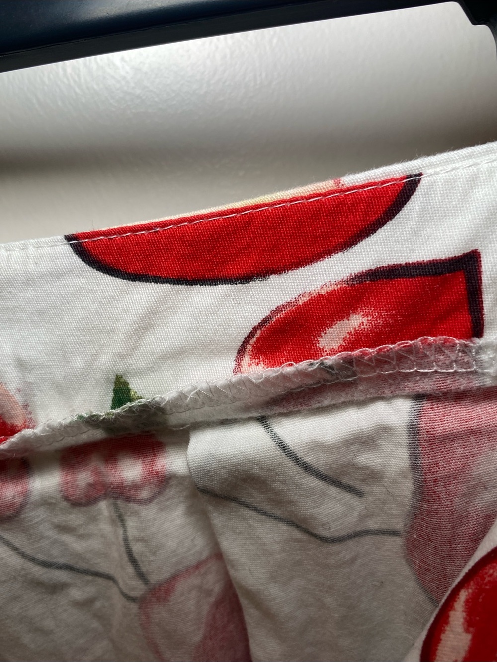 White Skirt with Red Fruit Print - Women's Casual Skirt - Picture 7 of 7